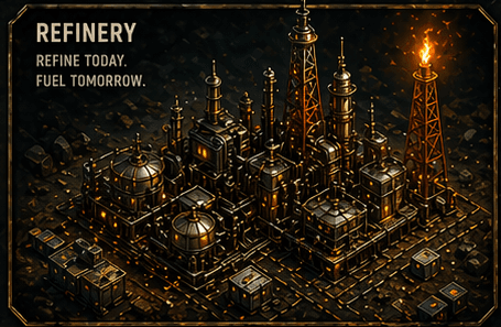 An industrial refinery scene