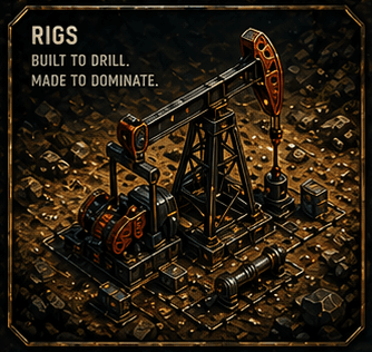 Oil rigs standing in formation